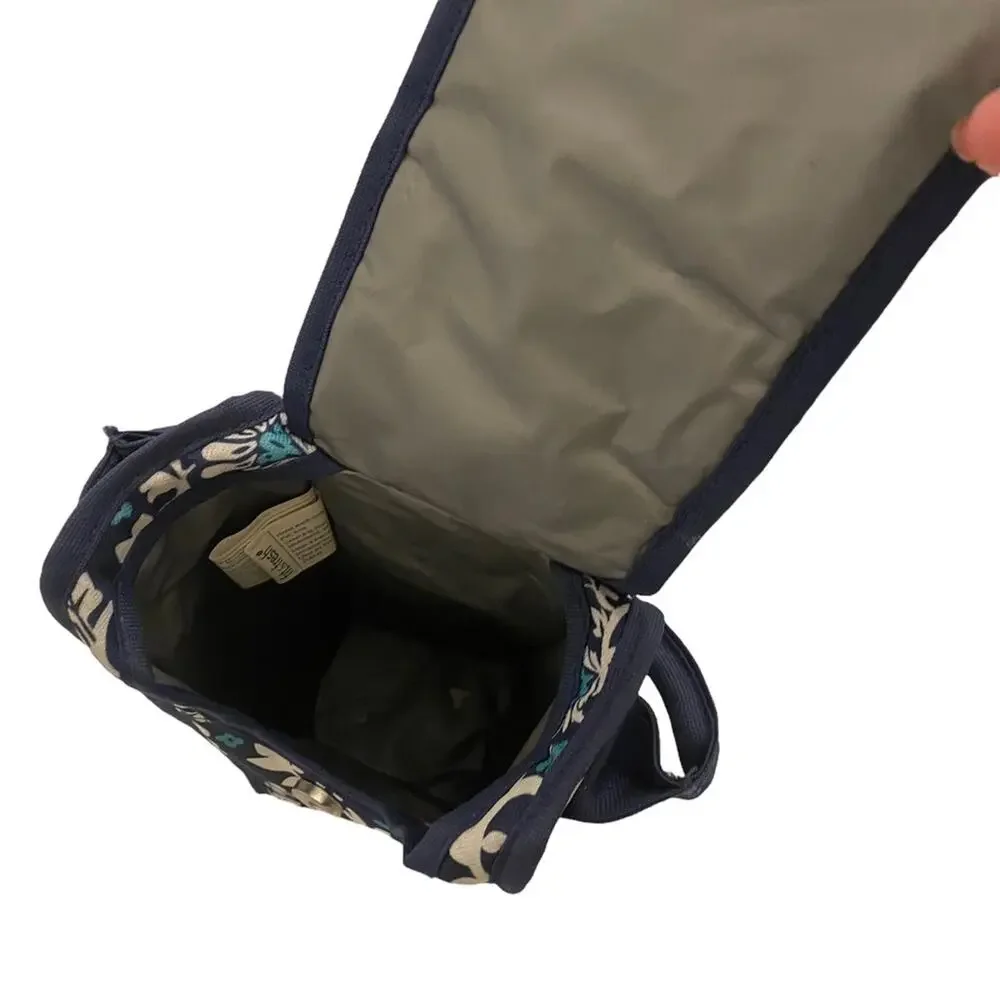 Single bottle wine carrier tote bag insulated & padded w/handle White Blue
